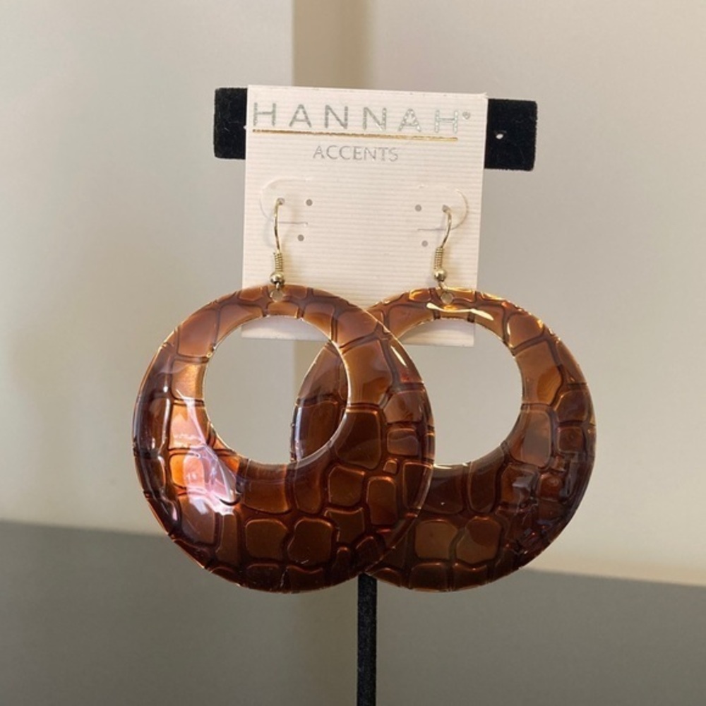 Hannah Tortoise Shell Brown Hoop Earrings